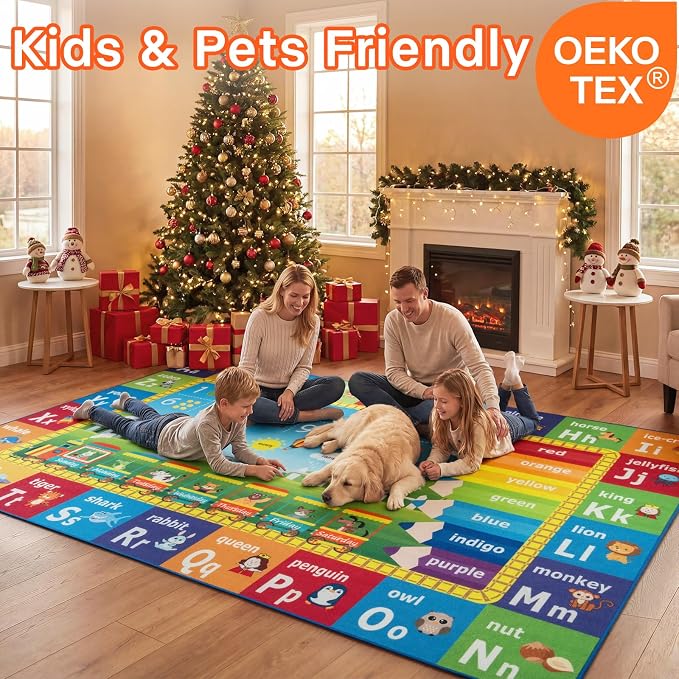 Unirea 8x10 Kids Rug for Playroom Classroom Bedroom, Washable Educational Play - Image 3