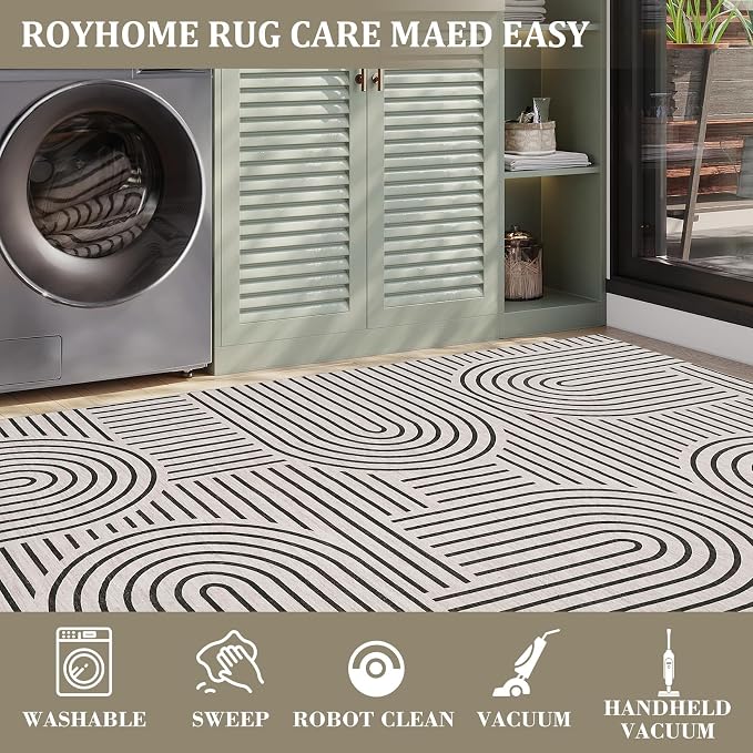Washable Rug 4ft Area Rugs for Living Room, Abstract Rug for Bedroom, Soft - Image 5