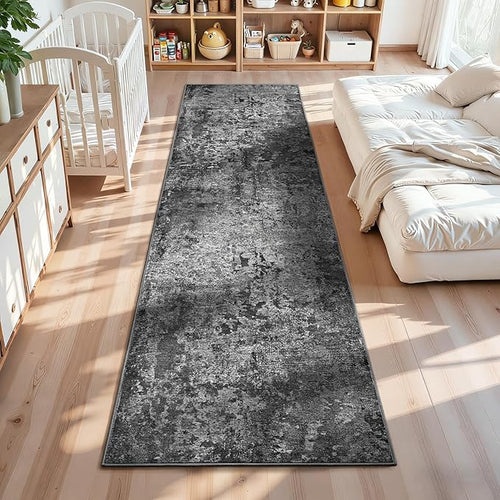 2x10 Black Rug Runners for Hallways Kitchen Runner Rug Non Slip Washable Black by OmpaaHomeDecor