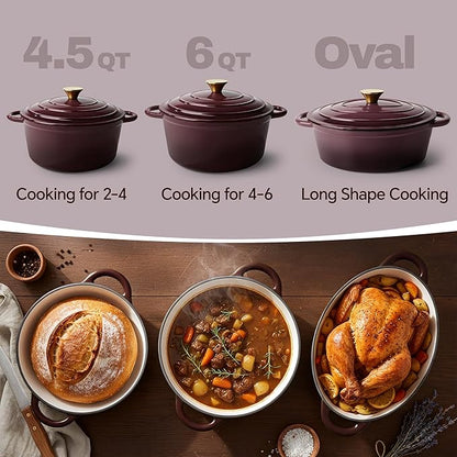 6 Quart Dutch Oven Pot with Lid, Non Stick Enameled Cast Iron Dutch Oven - Image 3