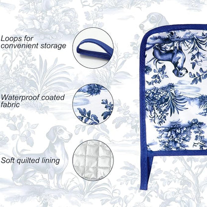 FYSUIMU 4Pcs Chinoiserie Dachshund Oven Mitts and Pot Holders Set Heat - Image 3