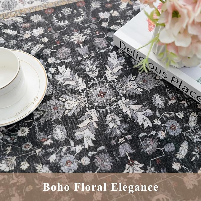 4x6 Kitchen Rug Non-Slip Washable – Boho Vintage Low-Pile Soft Area Carpet - Image 6