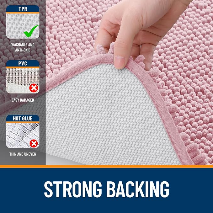 OLANLY Bathroom Rugs 34x21, Extra Soft Absorbent Chenille Bath Rugs, Rubber - Image 6