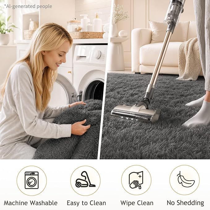 Ophanie Rugs for Living Room, Upgrade Non-Slip Fluffy Soft 5x8 Area Rug - Image 3
