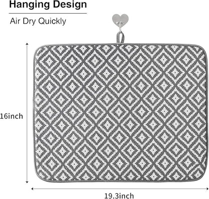 Dish Drying Mat for Kitchen 2 Pack, Ultra Absorbent Microfiber Dishes Drainer - Image 4