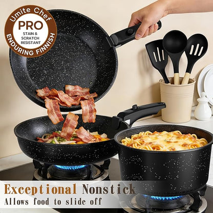 Umite Chef 21Pcs Pots and Pans Set Non Stick, Nonstick Cookware Sets Detachable - Image 4