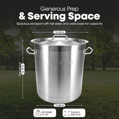 GasOne Stainless Steel Stockpot – 20qt Stock Pot - Image 3
