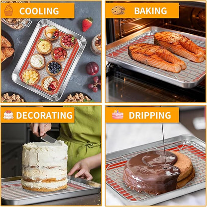 Baking Sheet Pan Set of 12, CEKEE Stainless Steel Cookie Sheets - Image 8