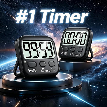 Antonki 2 Pack Digital Timer for Kids, Magnetic Countdown Kitchen Timers for - Image 2