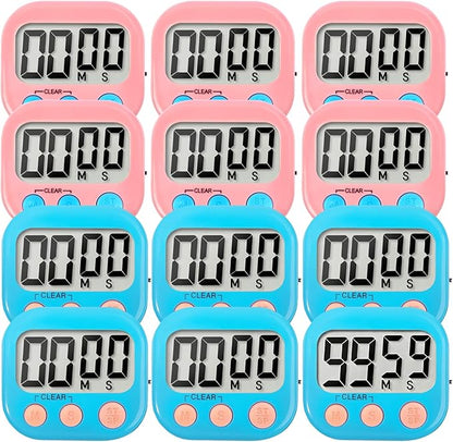 12 Pack Digital Kitchen Timer Small Classroom Timers by VOULOIR
