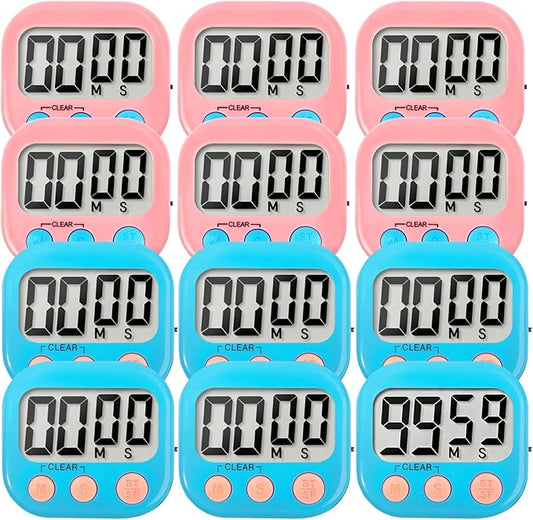 12 Pack Digital Kitchen Timer Small Classroom Timers by VOULOIR