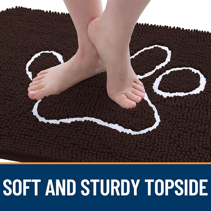 OLANLY Dog Door Mat for Muddy Paws 59x35, Paw Print Design, Absorbs Moisture - Image 4