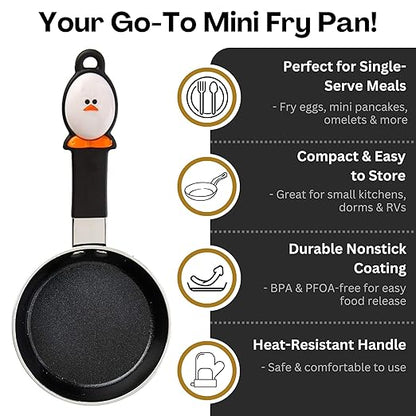 Joie Mini Egg Frying Pan, Small Nonstick Skillet, Heat-Resistant Handle - Image 2