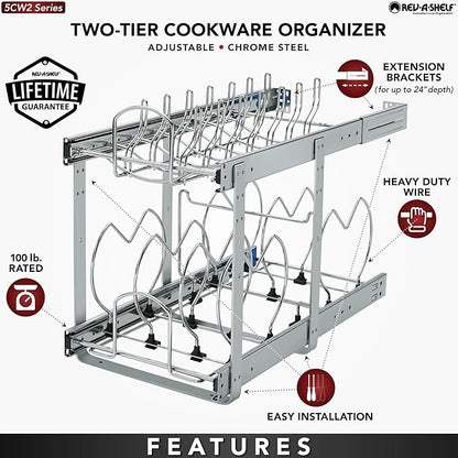 Rev-A-Shelf 2-Tier Kitchen Cabinet Pullout 11.75" Cabinet Organizer - Image 2