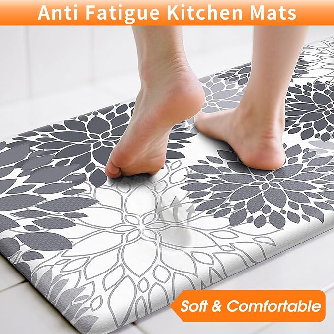 StepLively Kitchen Mats for Floor 2PCS, 0.47" Anti Fatigue Mats for Kitchen - Image 3