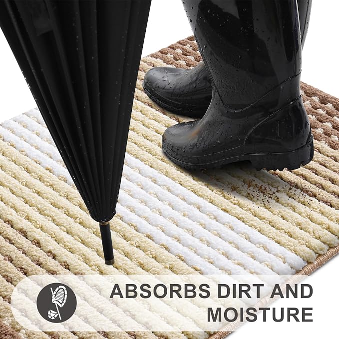 Kitinjoy Indoor Outdoor Door Mat, 40x32 Non-Slip Absorbent Dirt Trapper - Image 2