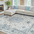 RELEANY Area Rugs 7'x10' Washable Non-Slip, Floral Vintage Distress Medallion by RELEANY
