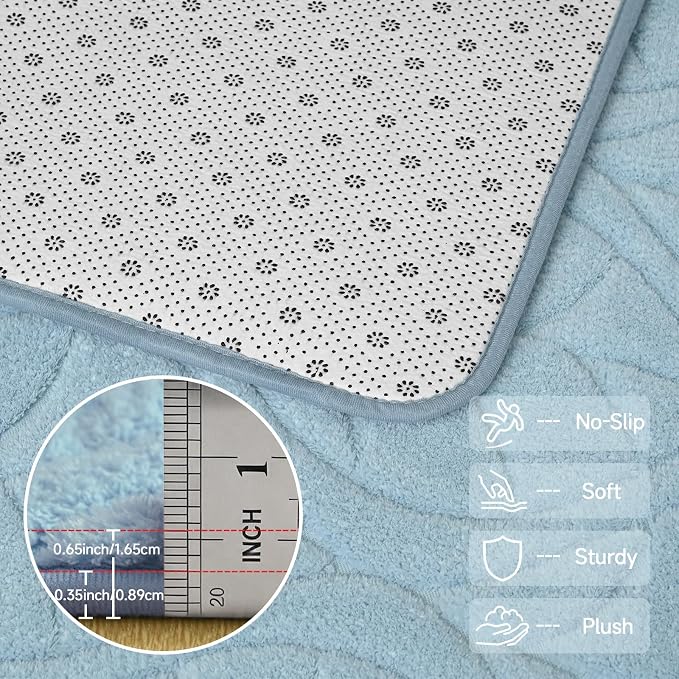 4x6 Blue Washable Area Rug for Bedroom, Leaf Geometric Patter Shag Non-Slip - Image 6