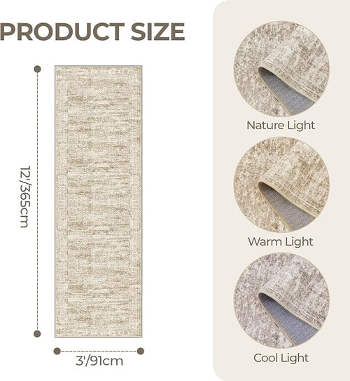 3x12 Runner Rug for Hallway, Non-Slip Long Bathroom Rugs Runner for Kitchen - Image 2