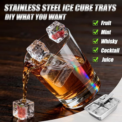 Ice Cube Trays, 2 Pack Large 6-cube Stainless Steel Ice Cube Trays - Image 4