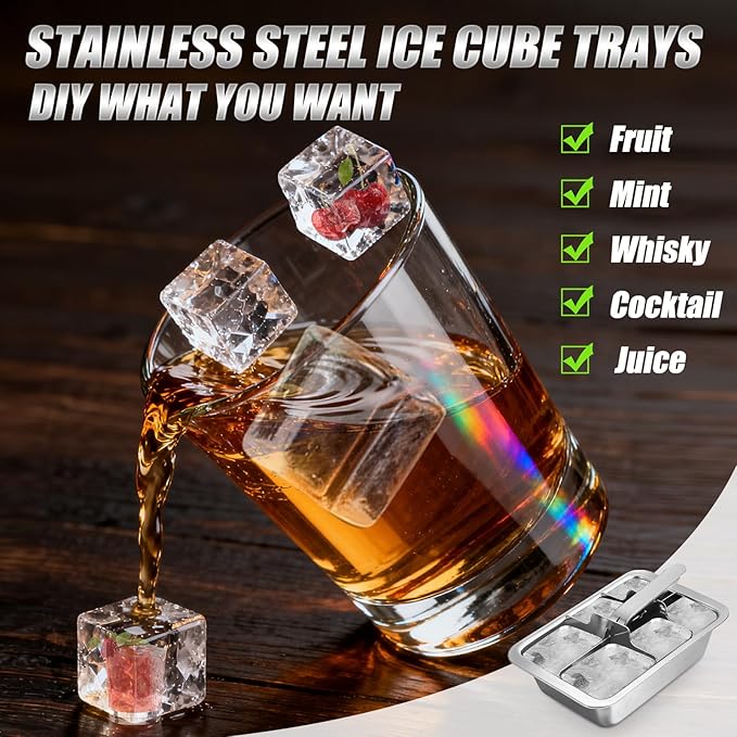 Ice Cube Trays, Large 6-cube Stainless Steel Ice Cube Trays - Image 4