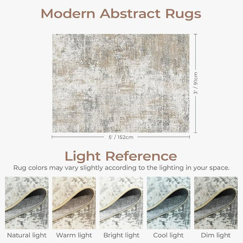 3x5 Area Rug Non-Slip, Machine Washable Soft Low Pile Small Rugs - Image 2