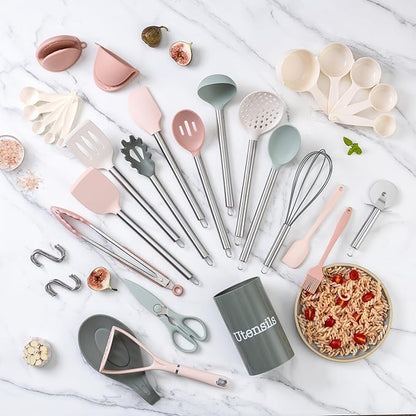 COOK WITH COLOR Silicone Cooking Utensils, Kitchen Utensil Set, Cooking Utensils - Image 6