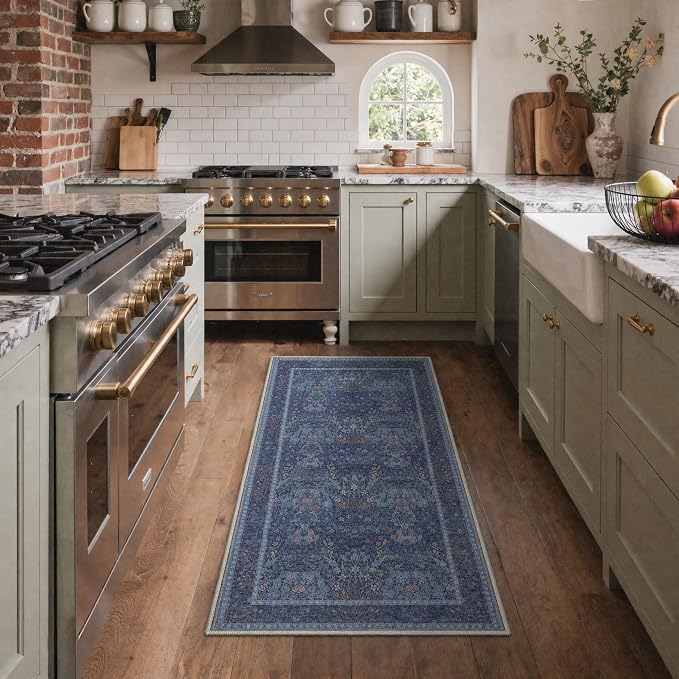 GENIMO 2x3 Washable Rug Non Slip Low Pile Entryway Rug, Modern Floral Foliage - Image 3