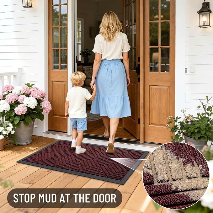 OLANLY Front Door Mat Outside Entrance 47x23, Heavy Duty Sturdy Natural Rubber - Image 6