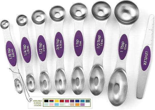 Spring Chef Purple Stainless Steel Magnetic Measuring Spoons Set of 8 by SpringChef