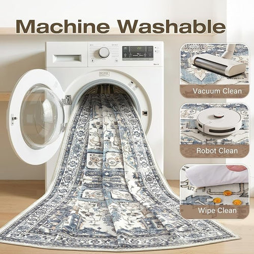 6x9 Washable Area Rugs for Living Room, Large Rug Non Slip Backing Vintage - Image 2