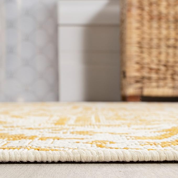 JONATHAN Y Boho Medallion Indoor Outdoor Area Rug 3X5 Cream/Yellow, Estrella - Image 7