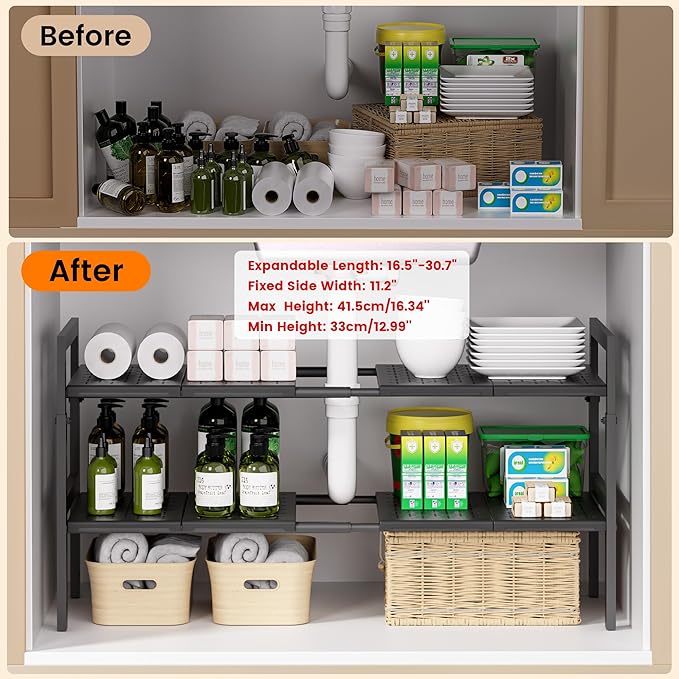 Under Sink Organizer and Storage 16.5"-30.7" Expandable Length, Adjustable - Image 7