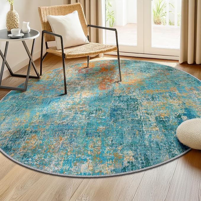 RELEANY Washable Area Rugs 6ft Non-Slip Modern Abstract Soft - Image 2