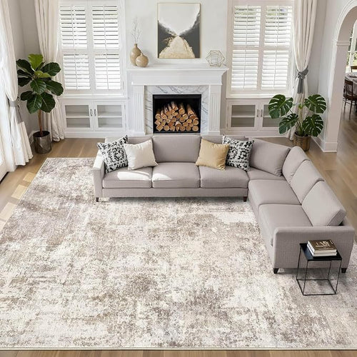 12x18 Area Rugs Living Room: Washable Large Abstract Soft Rug Stain Resistant by LOONGRUG