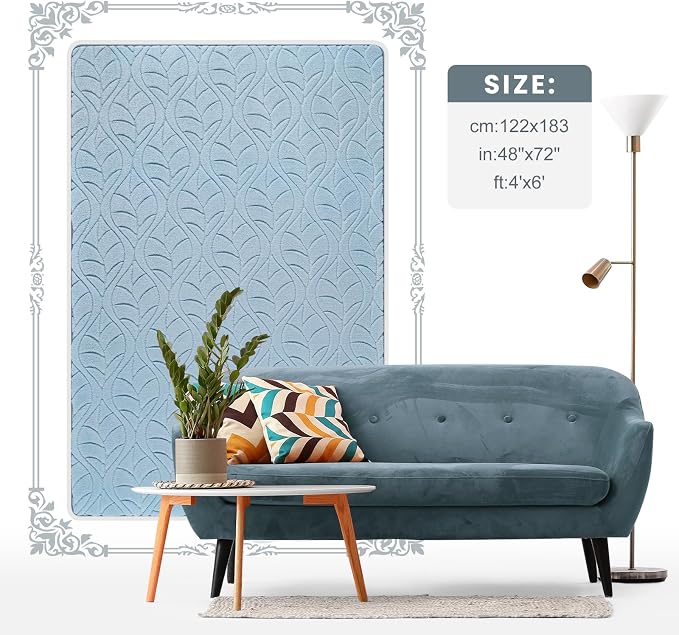 Macgace 4x6 Blue Area Rug, Soft Shag Carpet, Washable Bedroom Nursery Rugs - Image 9