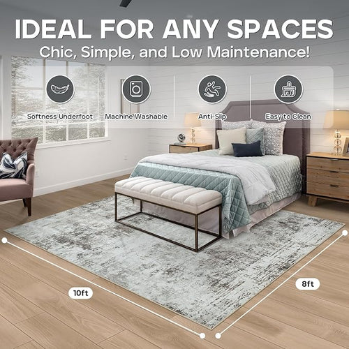 8x10 Area Rugs for Living Room Rug Washable: Modern Large Rug for Dining Room - Image 2