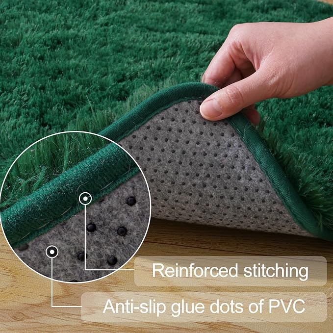 qulint 4x6 Area Rug for Bedroom, Fluffy Soft Shag Green Rugs for Living Room - Image 3