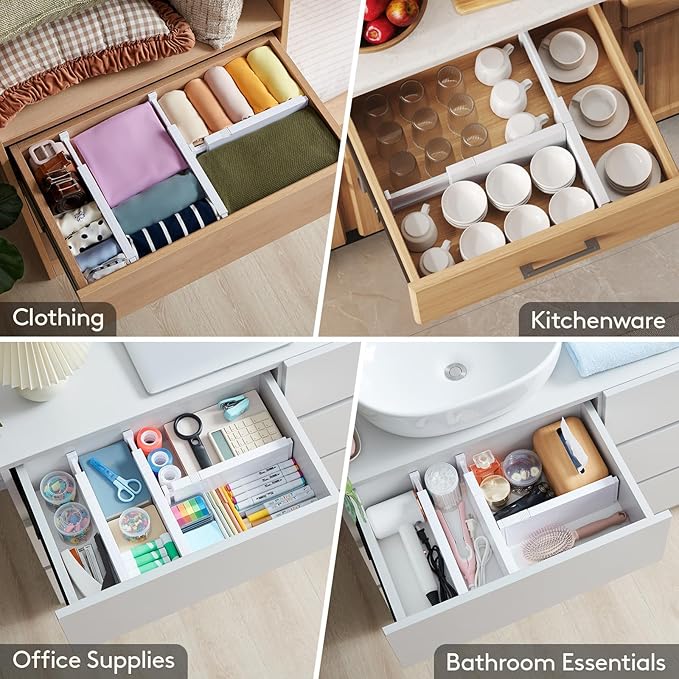 Lifewit 5 Pack 4" High Drawer Dividers 28-43.5cm/11-17" Adjustable Drawer - Image 8