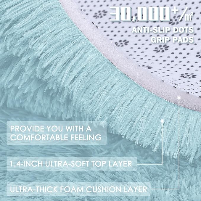 OLANLY 2x3 Machine Washable Small Bedside Rug, Soft Fluffy Shaggy Entryway - Image 7