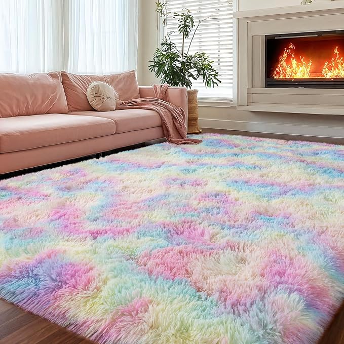 qulint 5x7 Fluffy Area Rug for Bedroom, Fuzzy Soft Kids Rug for Girl Plush by QULINT