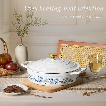 CAROTE 3.5QT Shallow Dutch Oven Enameled Cast Iron Braiser - Image 7