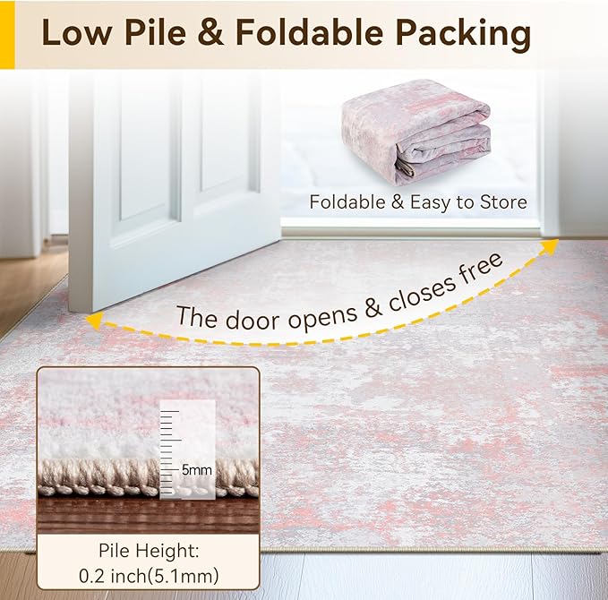 RELEANY Washable Area Rugs 3'x5' Non-Slip Modern Abstract Soft - Image 6