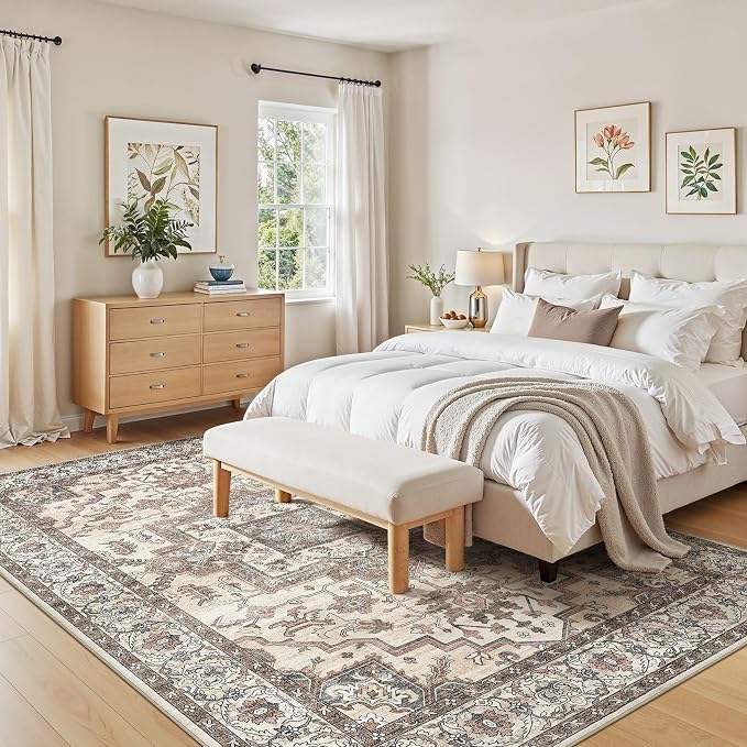 9x12 Area Rugs Living Room: Washable Vintage Rug Large Non-Slip Stain Resistant - Image 4