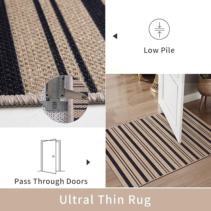 Tangsoo Stripe Easy Jute Rug 5x7 Large Washable Area Rugs - Image 5