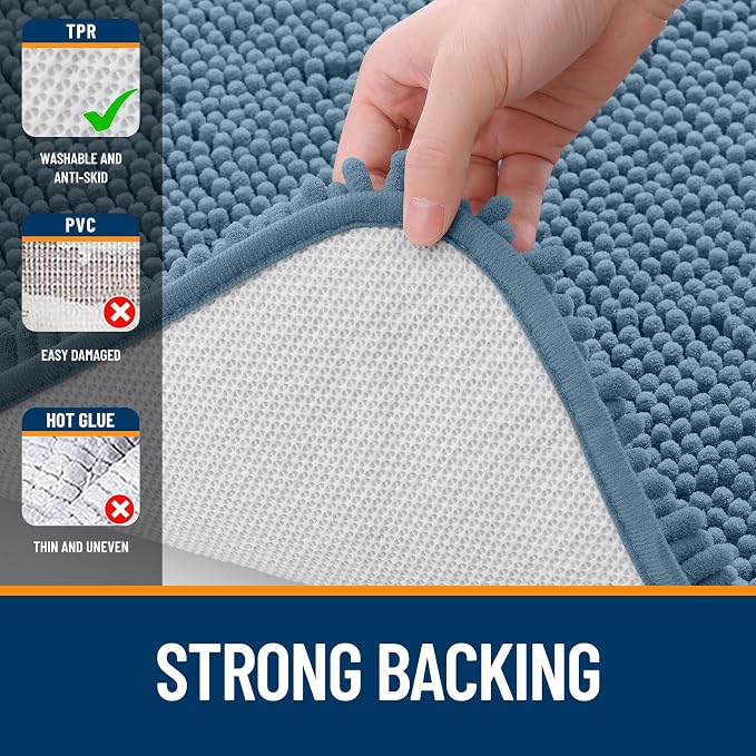 OLANLY Bathroom Rugs 30x20, Extra Soft Absorbent Chenille Bath Rugs, Rubber - Image 6
