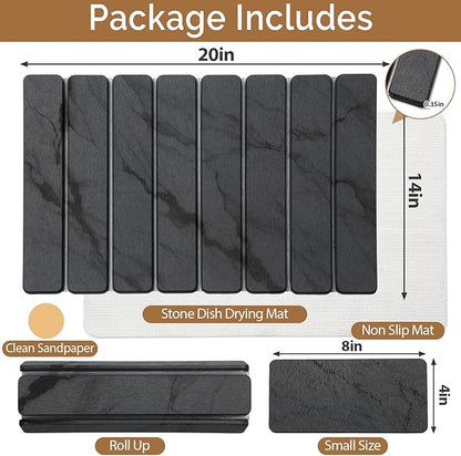 2 PCS Stone Dish Drying Mat for Kitchen Counter, Quick Dry Stone Dishes Mats - Image 2