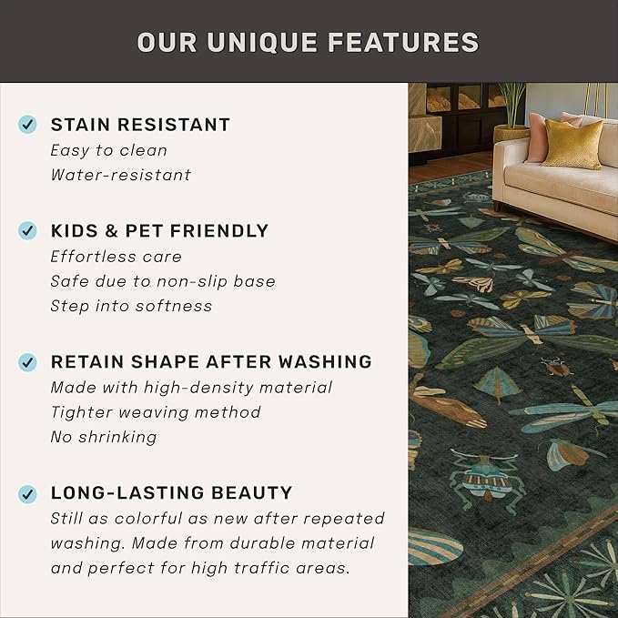 Hazo Haus Insect 2x7 Stain Resistant Kitchen Runner Rugs, Vintage Bathroon Rug - Image 7