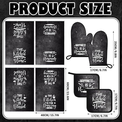 Leinuosen 8 Pcs Kitchen Towels and Oven Mitts Sets Pot Holders Dishcloths Set - Image 3