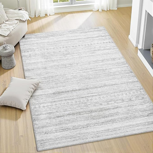 3x5 Area Rug Machine Washable Non Slip Rug Distressed Neutral Moroccan Boho Rug by Tchdio